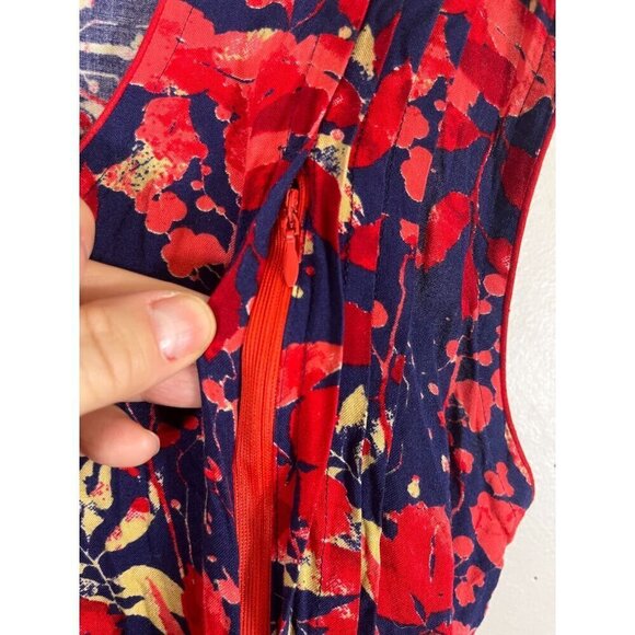 Dress M Red Floral l Maxi Retro Y2K Boho Western Preppy Classic Feminine Flowy - Picture 10 of 15